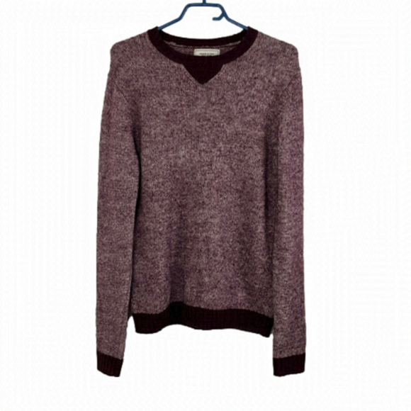Frank & Oak Burgundy Two-Tone Cotton-Wool Blend Sweater - Picture 1 of 9